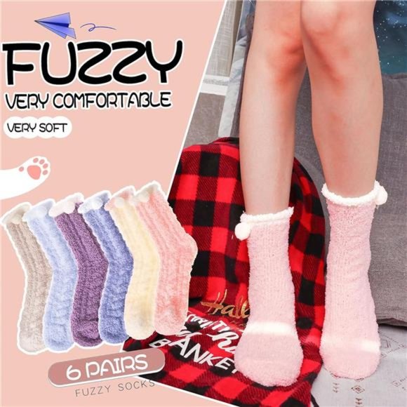 Womens Fuzzy Socks Slipper Fluffy Cozy Comfy Cabin Plush Warm Winter Sleep Socks - Picture 3 of 7